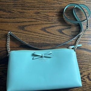 Teal blue leather Kate Spade crossbody bag